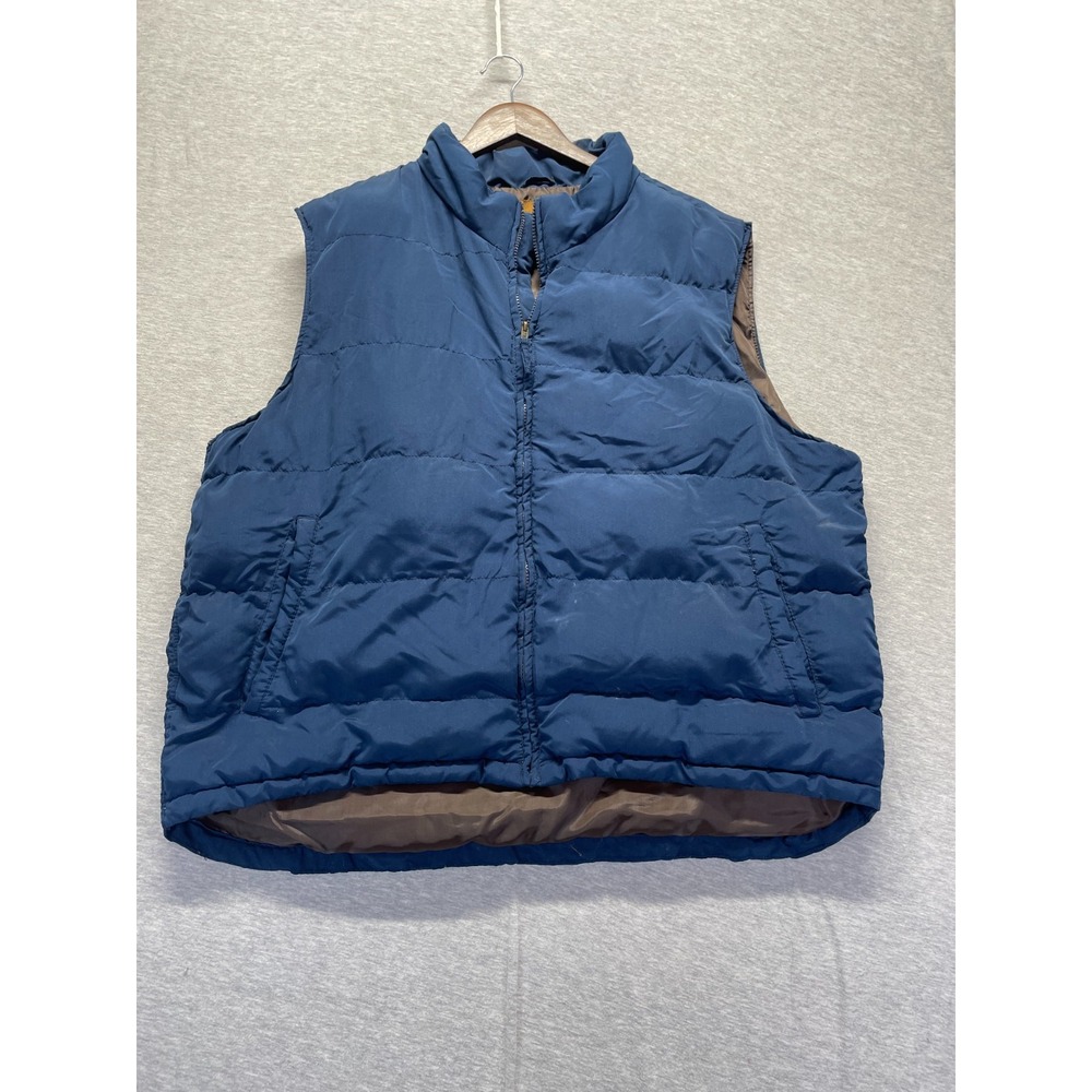 St. John's Bay Quilted Puffer Vest Mens 2XL Blue Sleeveless Mock Neck Full Zip